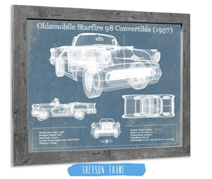 14" x 11" / Greyson Frame Cutler West Oldsmobile Starfire 98 Convertible (1957) Blueprint Vintage Auto Print