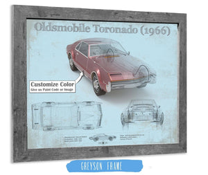 14" x 11" / Greyson Frame Cutler West Oldsmobile Toronado (1966) Car Original Blueprint Art