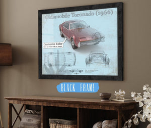 20" x 16" / Black Frame Cutler West Oldsmobile Toronado (1966) Car Original Blueprint Art