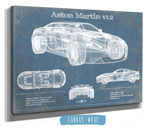 Cutler West Original Aston Martin V12 Blueprint Vintage Auto Print