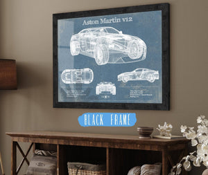 Cutler West Original Aston Martin V12 Blueprint Vintage Auto Print
