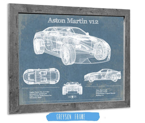 Cutler West Original Aston Martin V12 Blueprint Vintage Auto Print