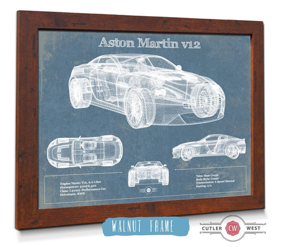 Cutler West Original Aston Martin V12 Blueprint Vintage Auto Print