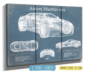 Cutler West Original Aston Martin V12 Blueprint Vintage Auto Print