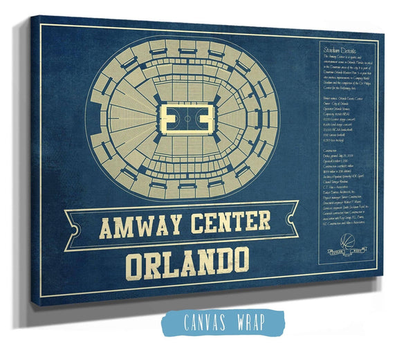 Cutler West Orlando Magic Amway Center Vintage Basketball Blueprint NBA Print