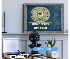Cutler West Orlando Magic Amway Center Vintage Basketball Blueprint NBA Print