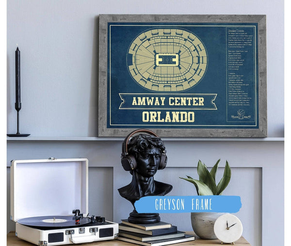 Cutler West Orlando Magic Amway Center Vintage Basketball Blueprint NBA Print