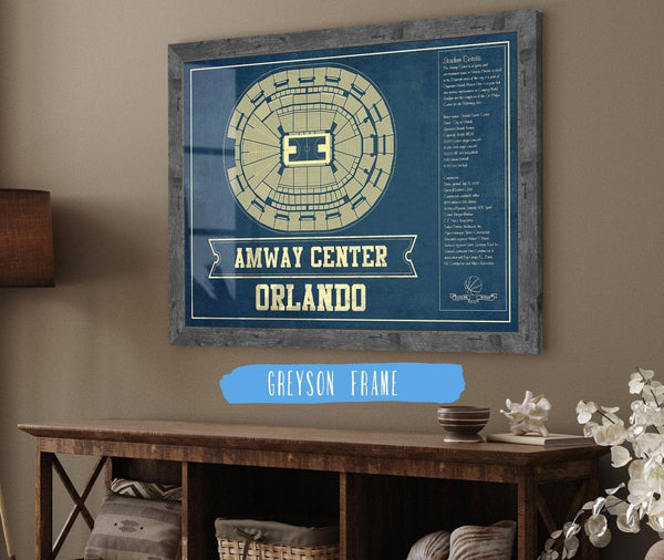 Cutler West Orlando Magic Amway Center Vintage Basketball Blueprint NBA Print