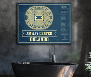 Cutler West Orlando Magic Amway Center Vintage Basketball Blueprint NBA Print
