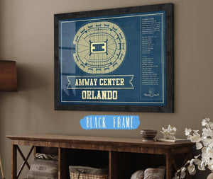 20" x 16" / Black Frame Cutler West Orlando Magic Amway Center Vintage Basketball Blueprint NBA Print