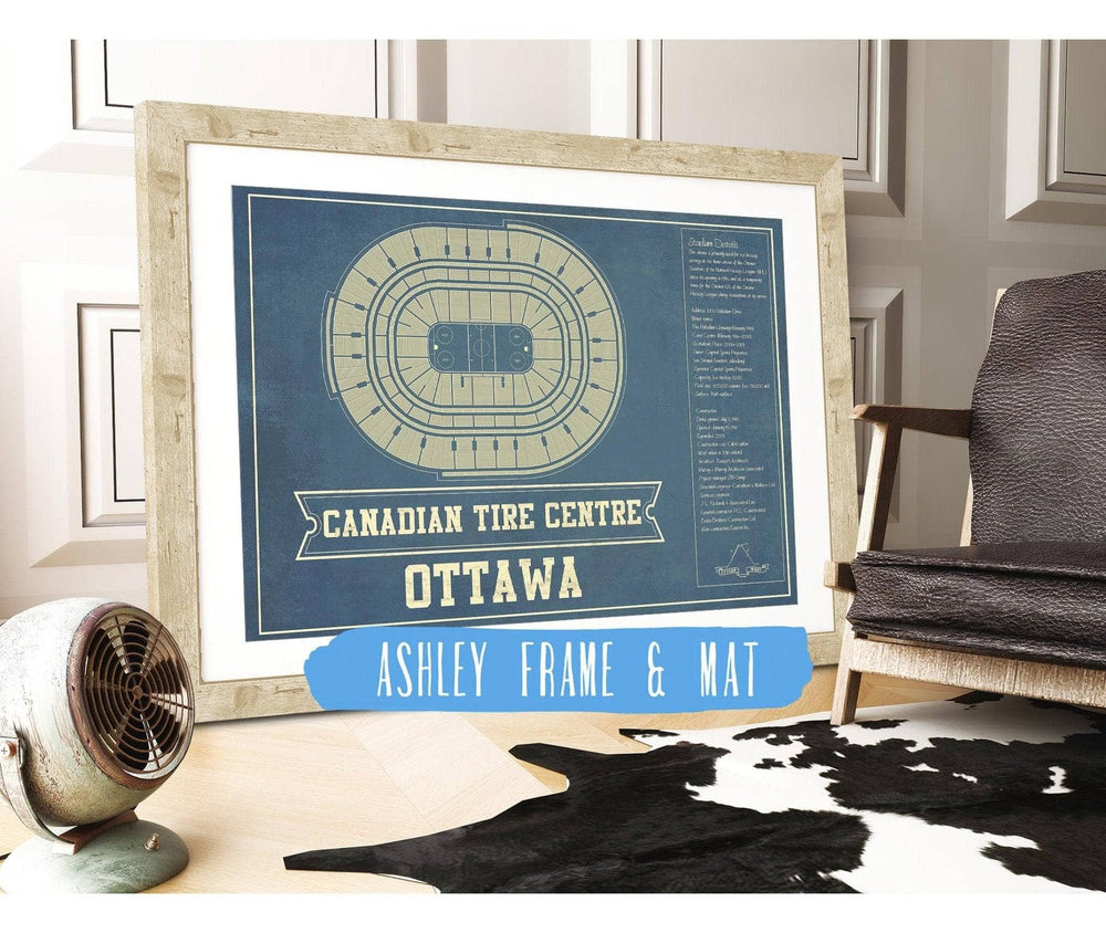 14" x 11" / Stretched Canvas Wrap Cutler West Ottawa Senators Canadian Tire Centre Vintage Hockey Print