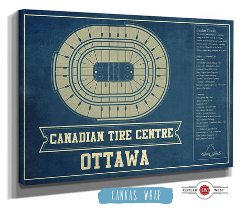 14" x 11" / Stretched Canvas Wrap Cutler West Ottawa Senators Canadian Tire Centre Vintage Hockey Print