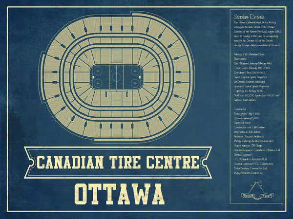 14" x 11" / Unframed Cutler West Ottawa Senators Canadian Tire Centre Vintage Hockey Print