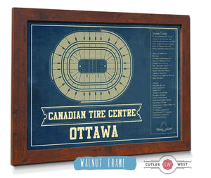 20" x 16" / Walnut Frame Cutler West Ottawa Senators Canadian Tire Centre Vintage Hockey Print