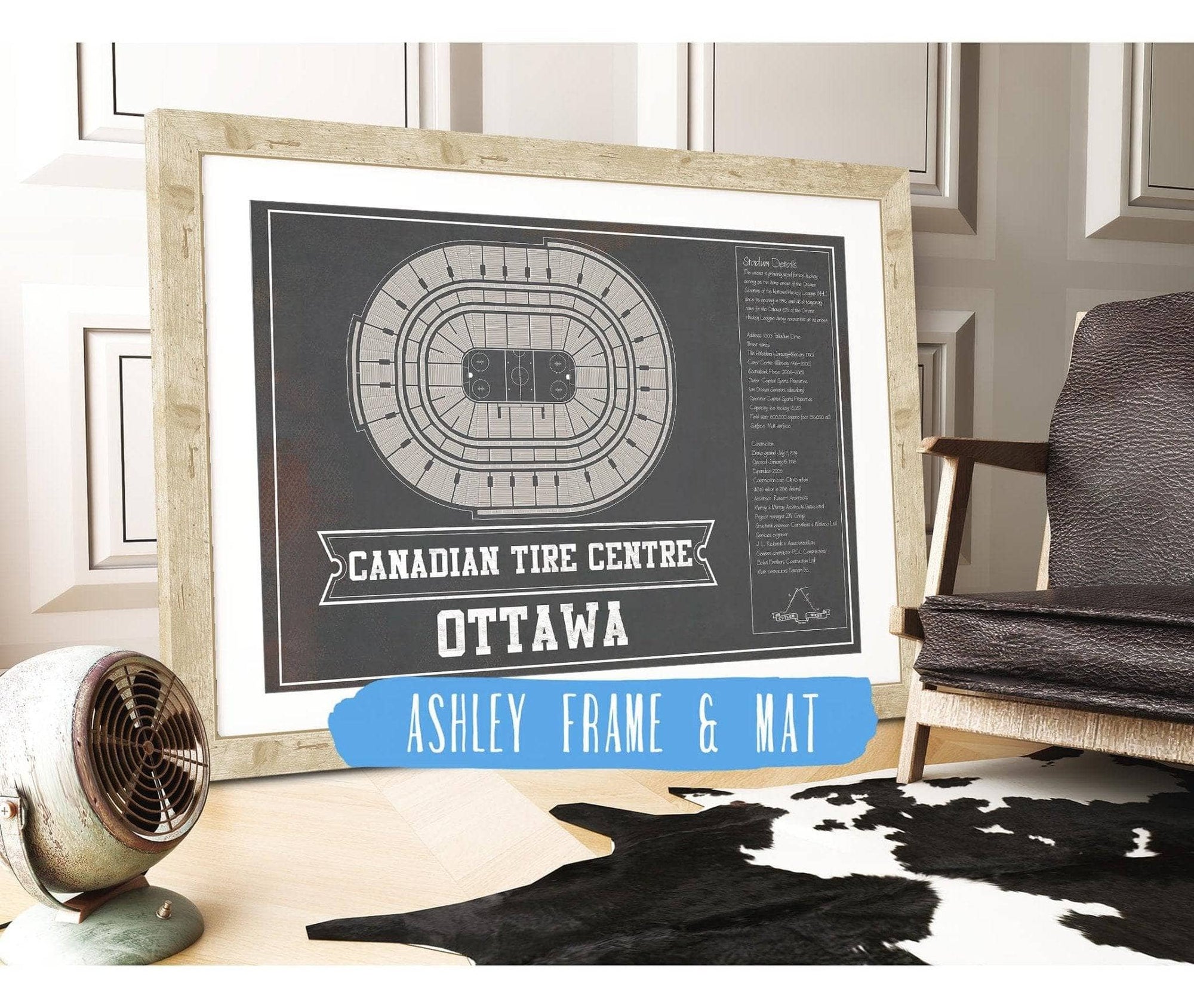 Cutler West Ottawa Senators Team Colors Canadian Tire Centre Vintage Hockey Print