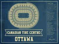 Cutler West 14" x 11" / Unframed Ottawa Senators Canadian Tire Centre Vintage Hockey Print 933350205_80654