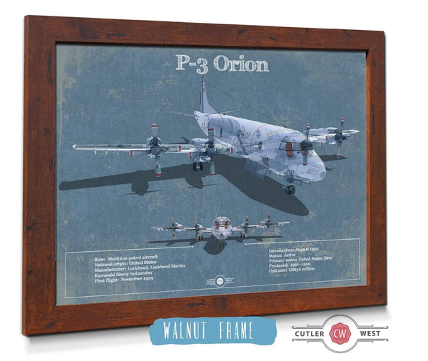 Cutler West P-3 Orion Aircraft Blueprint Original Military Wall Art