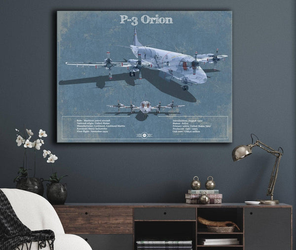 Cutler West P-3 Orion Aircraft Blueprint Original Military Wall Art