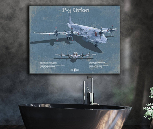 Cutler West P-3 Orion Aircraft Blueprint Original Military Wall Art