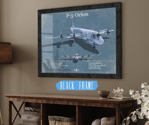 20" x 16" / Black Frame Cutler West P-3 Orion Aircraft Blueprint Original Military Wall Art