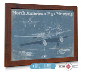 Cutler West P-51 Mustang Fighter Plane Aircraft Blueprint Original Military Wall Art