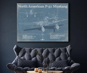 Cutler West P-51 Mustang Fighter Plane Aircraft Blueprint Original Military Wall Art