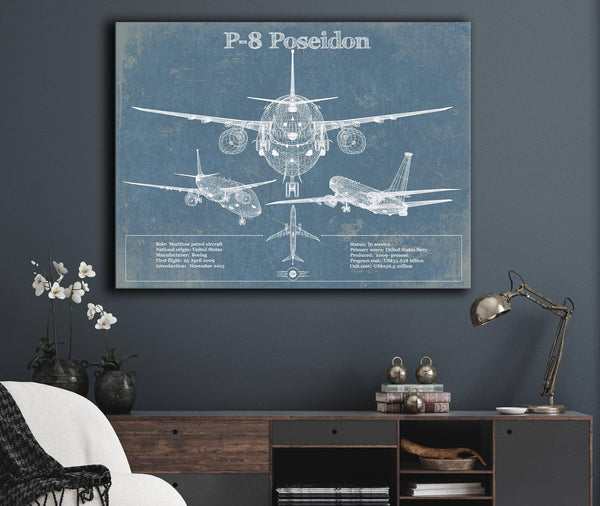 Cutler West P-8 Poseidon Aircraft Blueprint Original Military Wall Art