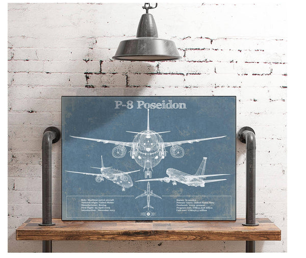 Cutler West P-8 Poseidon Aircraft Blueprint Original Military Wall Art