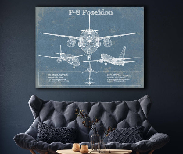 Cutler West P-8 Poseidon Aircraft Blueprint Original Military Wall Art
