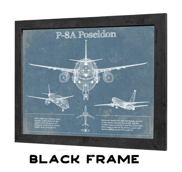 20" x 16" / Black Frame Cutler West P-8A Poseidon Aircraft Blueprint Original Military Wall Art
