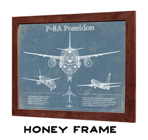 20" x 16" / Walnut Frame Cutler West P-8A Poseidon Aircraft Blueprint Original Military Wall Art