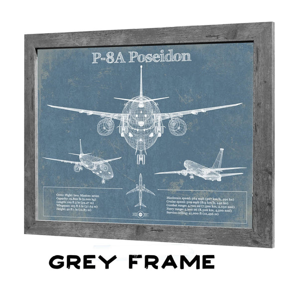 36" x 24" / Greyson Frame Cutler West P-8A Poseidon Aircraft Blueprint Original Military Wall Art