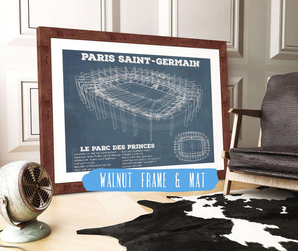 20" x 16" / Walnut Frame & Mat Cutler West Paris Saint-Germain FC - Parc des Princes Stadium Soccer Print