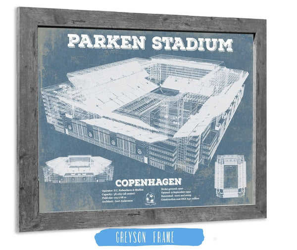 14" x 11" / Greyson Frame Cutler West Parken Stadium Copenhagen Football Vintage Soccer Print