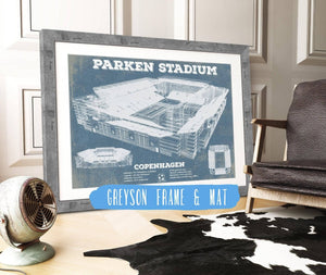 14" x 11" / Greyson Frame & Mat Cutler West Parken Stadium Copenhagen Football Vintage Soccer Print