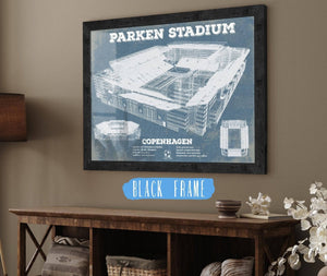 20" x 16" / Black Frame Cutler West Parken Stadium Copenhagen Football Vintage Soccer Print