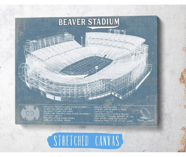 Cutler West Penn State Nittany Lions - Beaver Stadium Vintage Blueprint Wall Art