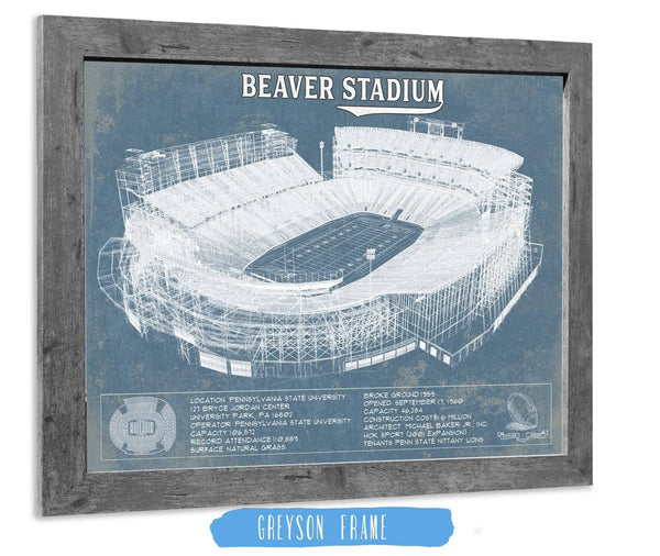 Cutler West Penn State Nittany Lions - Beaver Stadium Vintage Blueprint Wall Art