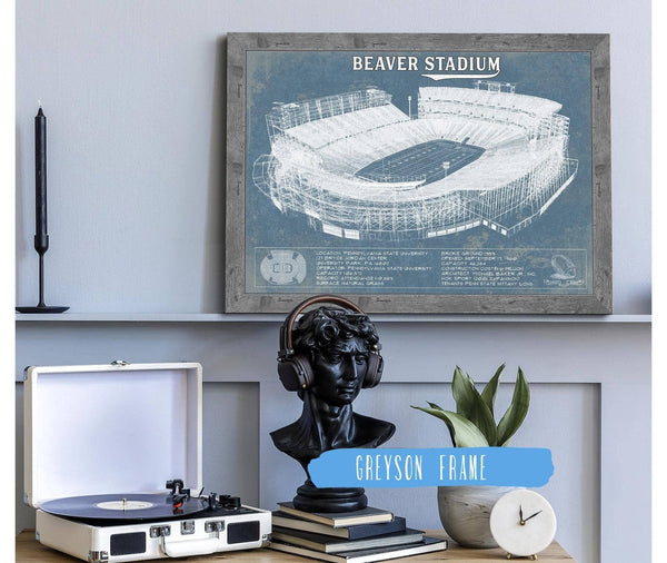 Cutler West Penn State Nittany Lions - Beaver Stadium Vintage Blueprint Wall Art