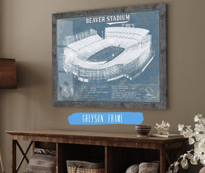 14" x 11" / Greyson Frame Cutler West Penn State Nittany Lions - Beaver Stadium Vintage Blueprint Wall Art