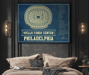 Cutler West Philadelphia 76ers Wells Fargo Center Vintage Basketball Blueprint NBA Print