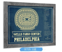 Cutler West Basketball Collection 14" x 11" / Greyson Frame Philadelphia 76ers Wells Fargo Center Vintage Basketball Blueprint NBA Print 933350172_77362