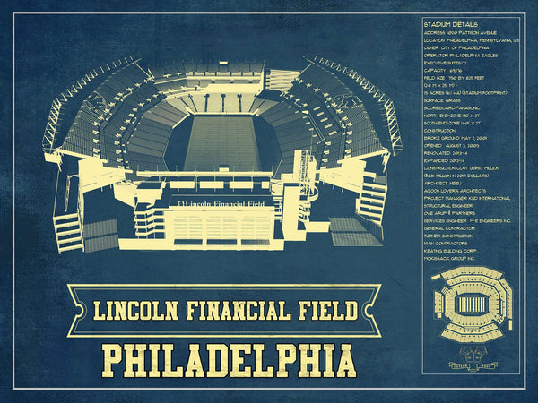14" x 11" / Unframed Cutler West Philadelphia Eagles Lincoln Financial Field Vintage Football Print