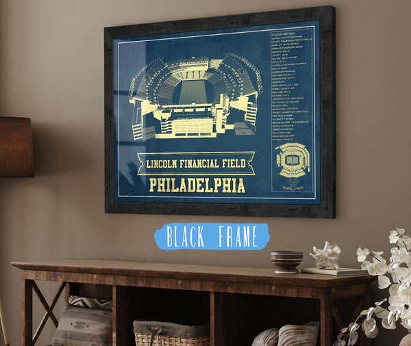 20" x 16" / Black Frame Cutler West Philadelphia Eagles Lincoln Financial Field Vintage Football Print