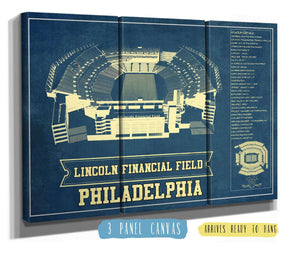 36" x 24" / 3 Panel Canvas Wrap Cutler West Philadelphia Eagles Lincoln Financial Field Vintage Football Print