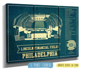 36" x 24" / 3 Panel Canvas Wrap Cutler West Philadelphia Eagles Lincoln Financial Field - Vintage Football Print