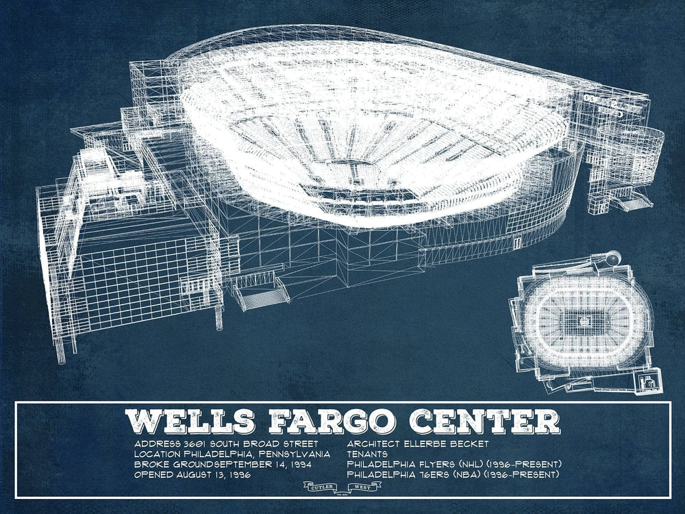 14" x 11" / Stretched Canvas Wrap Cutler West Philadelphia Flyers Wells Fargo Center Philadelphia Seating Chart - Vintage Hockey Print