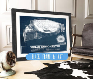 20" x 16" / Black Frame & Mat Cutler West Philadelphia Flyers Wells Fargo Center Philadelphia Seating Chart - Vintage Hockey Print