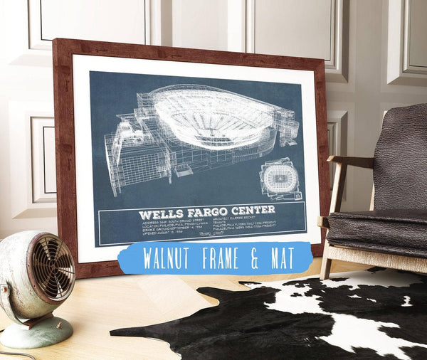 20" x 16" / Walnut Frame & Mat Cutler West Philadelphia Flyers Wells Fargo Center Philadelphia Seating Chart - Vintage Hockey Print