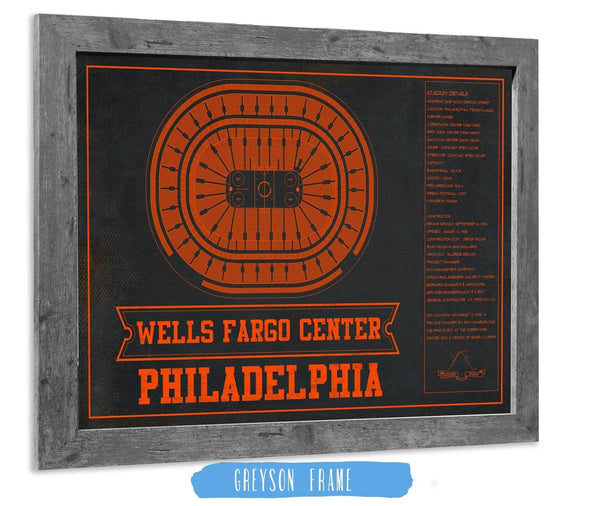 14" x 11" / Greyson Frame Cutler West Philadelphia Flyers Wells Fargo Center Philadelphia Seating Chart - Vintage Hockey Team Color Print